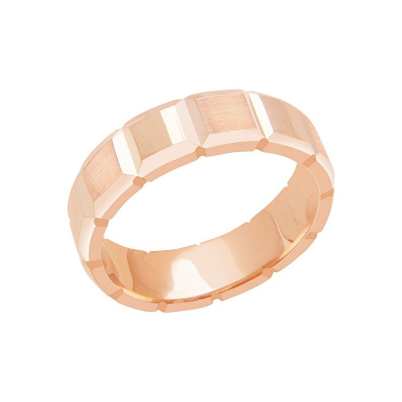 14 Ayar Rose Altın Modern Alyans