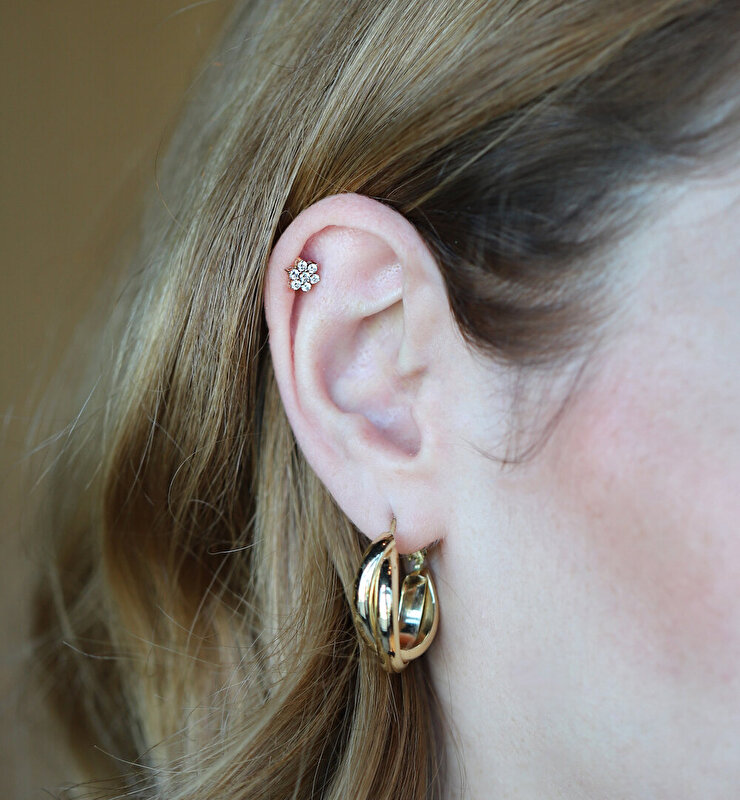 0,14 Karat Trend Pırlanta Piercing