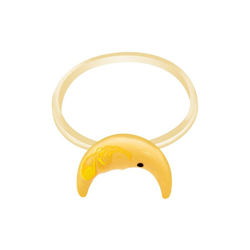 14 Ayar Sarı Altın Ay Figürlü Yüzük