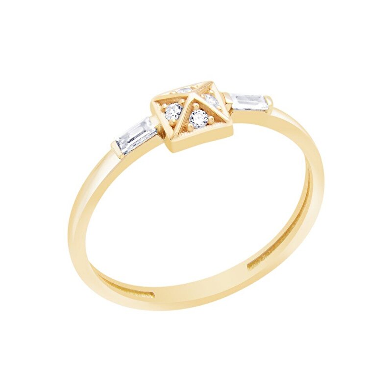 14 Ayar Sarı Altın Baget Yüzük