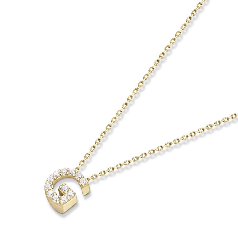 14 Ayar Sarı Altın G Harf Kolye