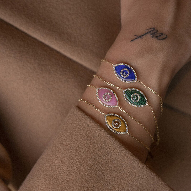 14 Ayar Sarı Altın Nazar Boncuklu Bileklik