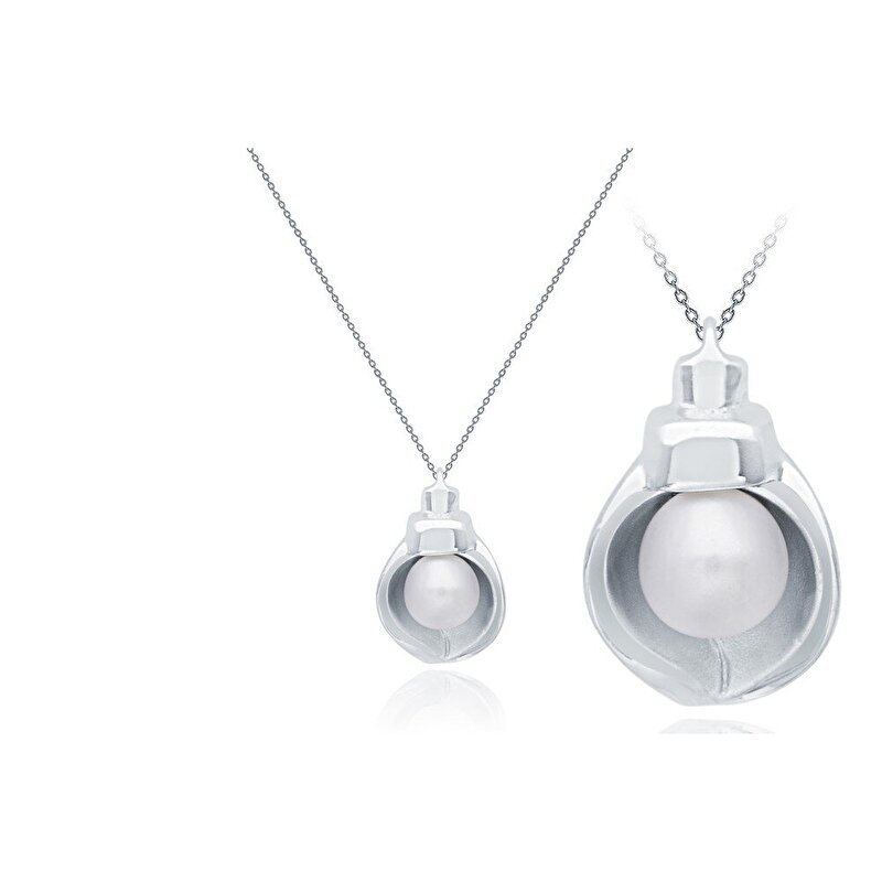 14 Ayar Beyaz Altın İnci Kolye