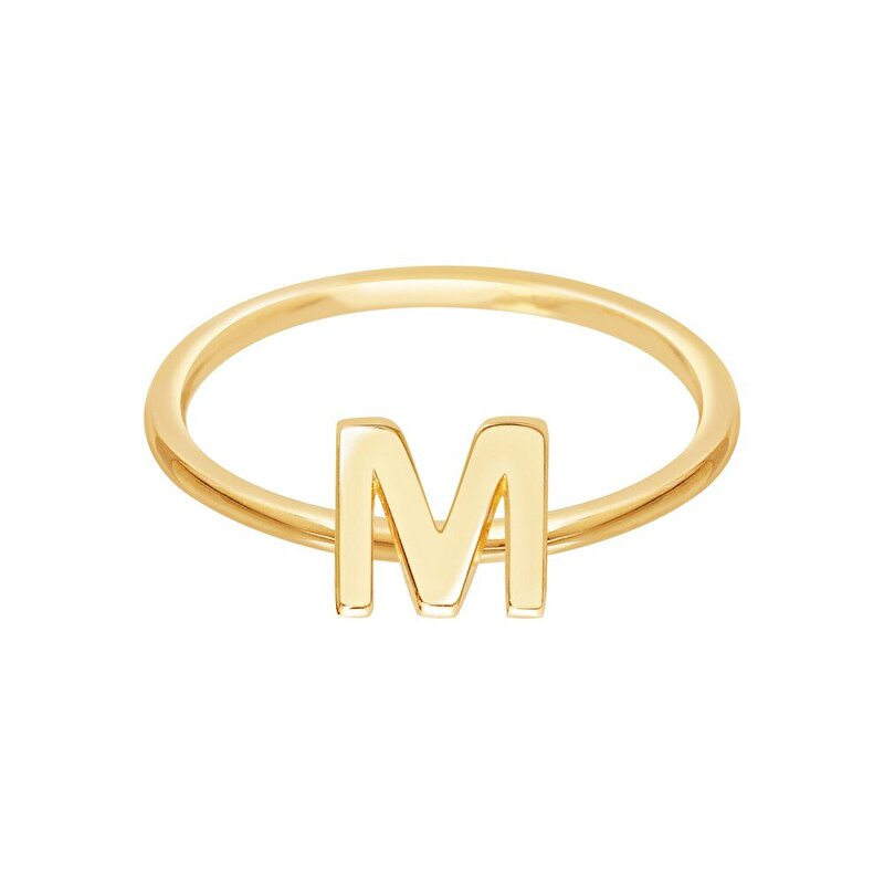14 Ayar Sarı Altın M Harf Yüzük