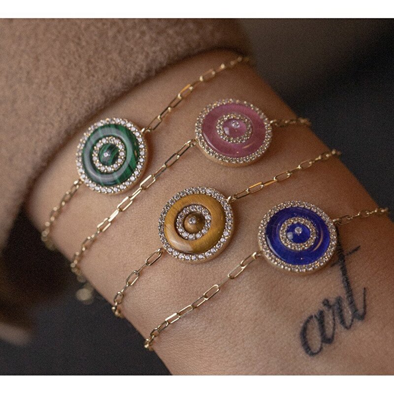 14 Ayar Sarı Altın Nazar Boncuklu Bileklik