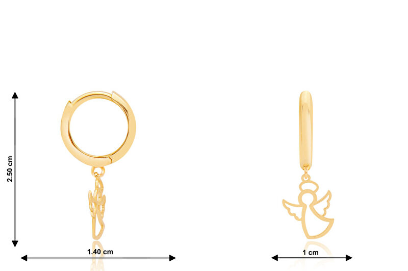 14 Ayar Sarı Altın Sallantılı Melek Küpe
