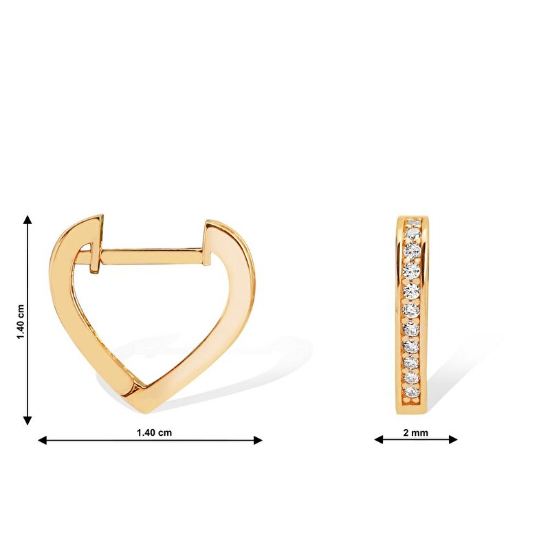 14 Ayar Sarı Altın Kalp Figürlü Küpe