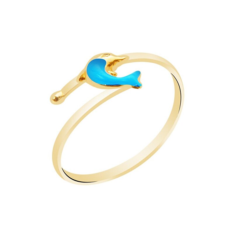 14 Ayar Sarı Altın Yunus  Figürlü Yüzük