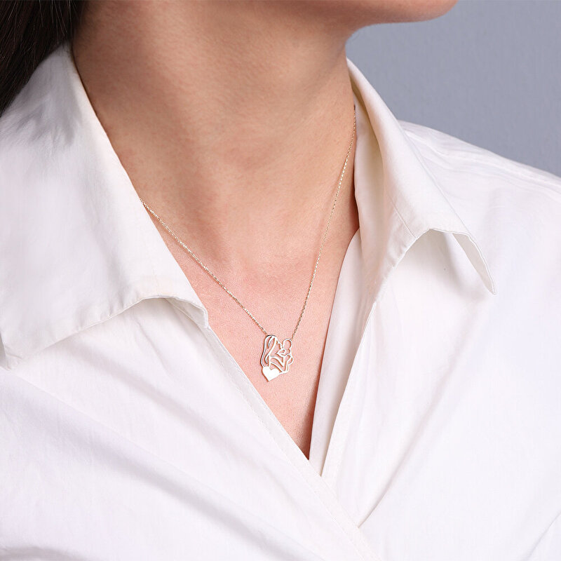 8 Ayar Sarı Altın Anne Çocuk Kolye