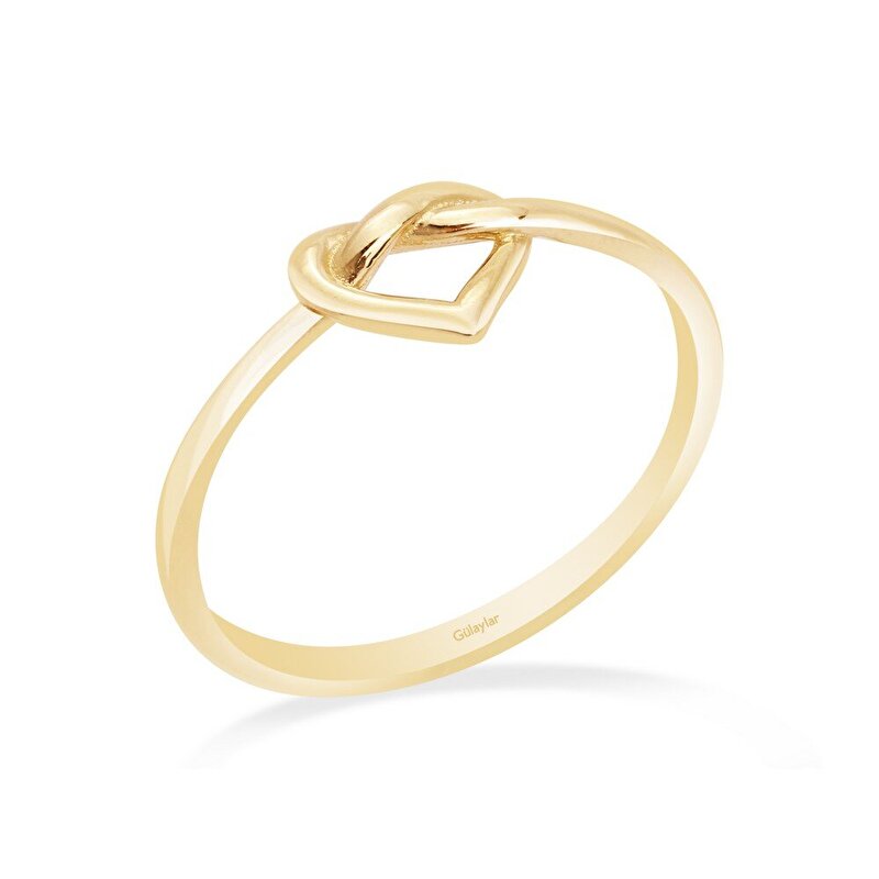 8 Ayar Sarı Altın Kalp Figürlü Yüzük