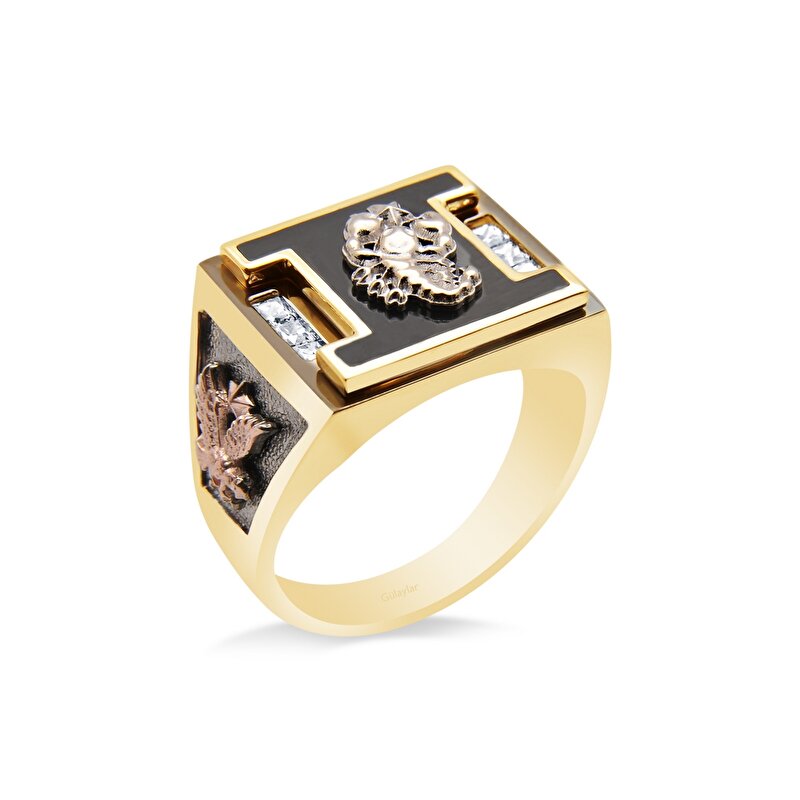 14 Ayar 3 Renkli Altın Erkek Yüzük