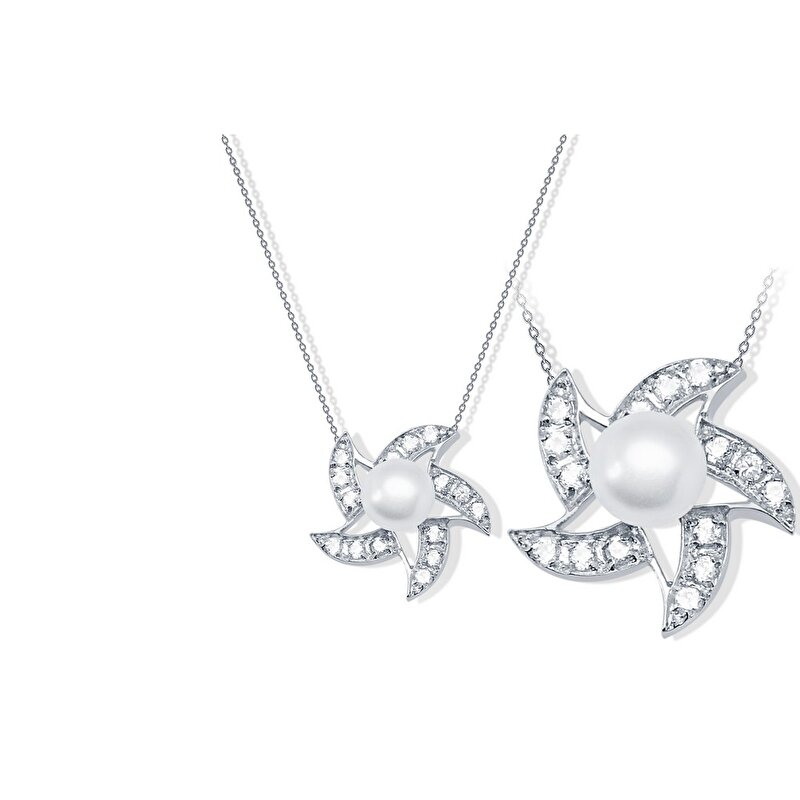 14 Ayar Beyaz Altın İnci Kolye