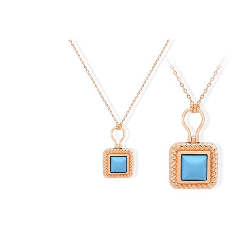 14 Ayar Rose Altın Firuze Taşlı Kolye