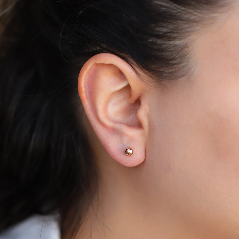 14 Ayar Rose Altın Top Küpe