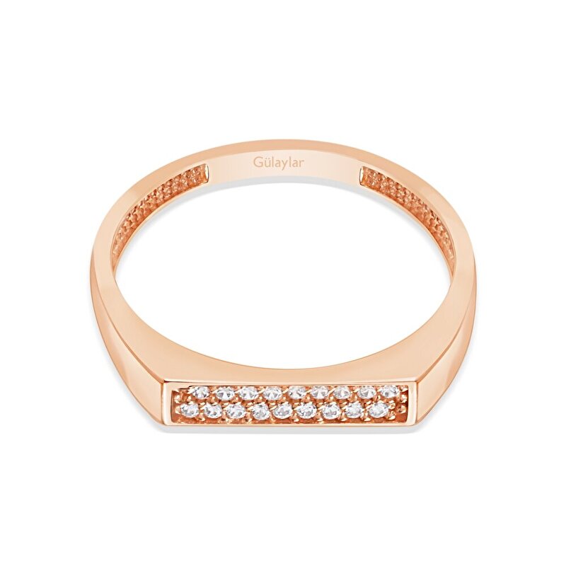 14 Ayar Rose Altın Minimal Taşlı Yüzük