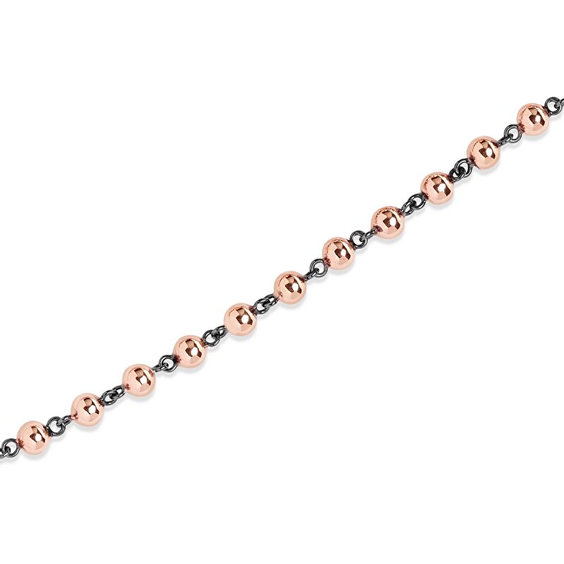 14 Ayar Rose-Siyah Altın Toplu Zincir Kolye