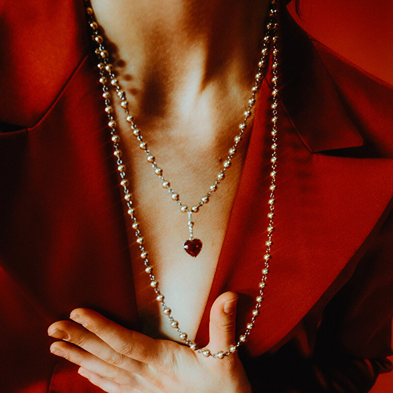 14 Ayar Rose-Siyah Altın Toplu Zincir Kolye