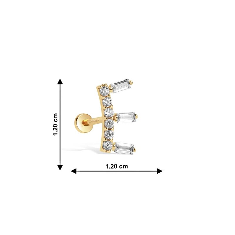 14 Ayar Sarı Altın Baget Tragus Piercing