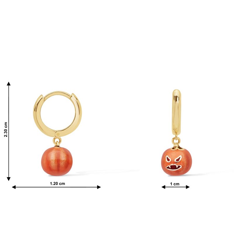 14 Ayar Sarı Altın Bal Kabağı Figürlü Küpe