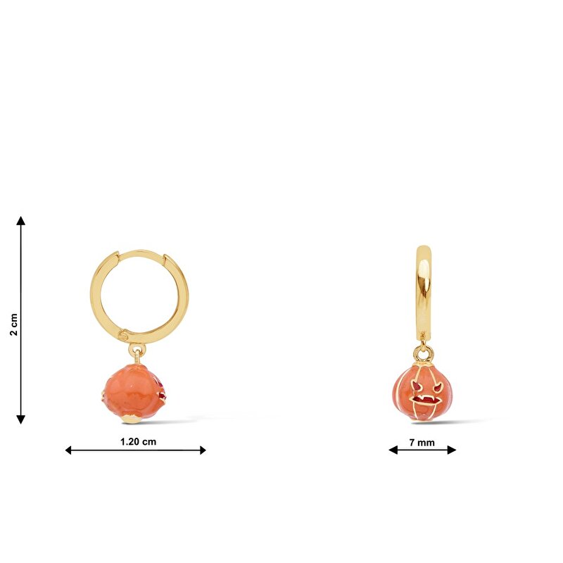 14 Ayar Sarı Altın Bal Kabağı Figürlü Küpe