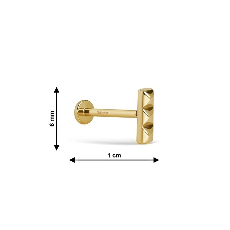14 Ayar Sarı Altın Bar Tragus Piercing
