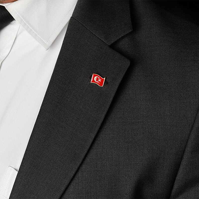 14 Ayar Sarı Altın Bayrak Figürlü Broş
