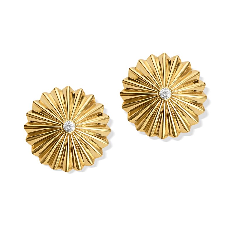 14 Ayar Sarı Altın Çiçek Küpe