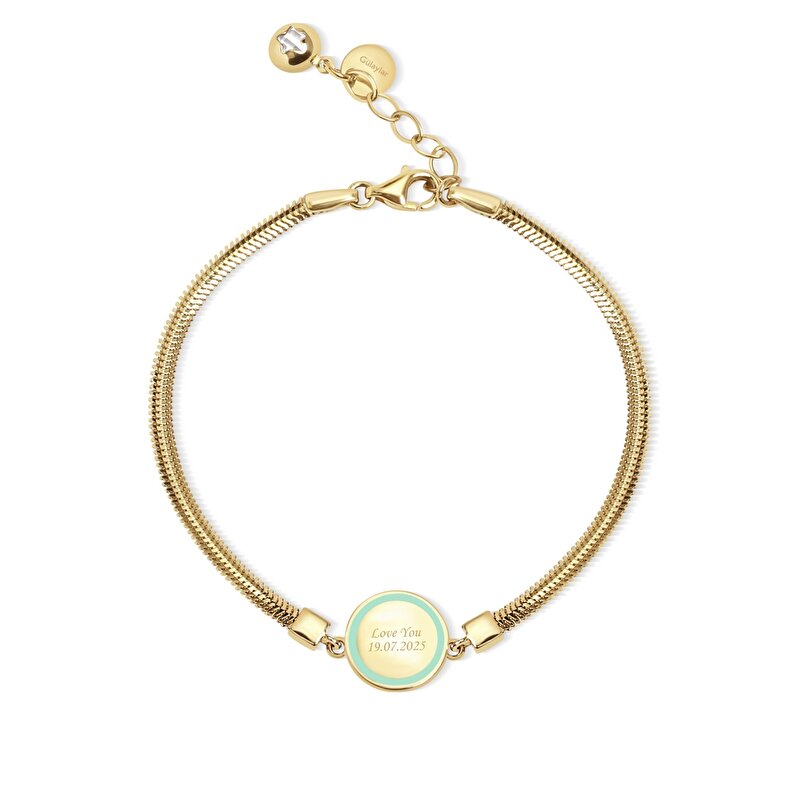 14 Ayar Sarı Altın Çift Taraflı Nazar Boncuklu Bileklik