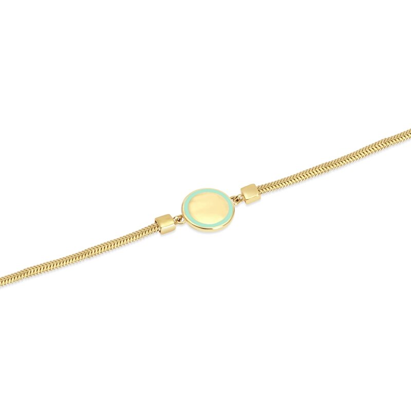 14 Ayar Sarı Altın Çift Taraflı Nazar Boncuklu Bileklik