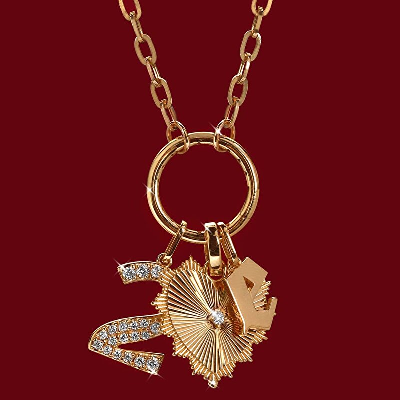 14 Ayar Sarı Altın E Harf Charm