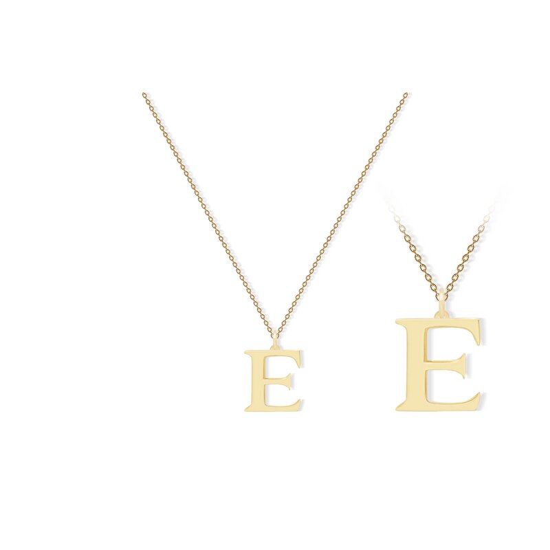 14 Ayar Sarı Altın E Harf Kolye