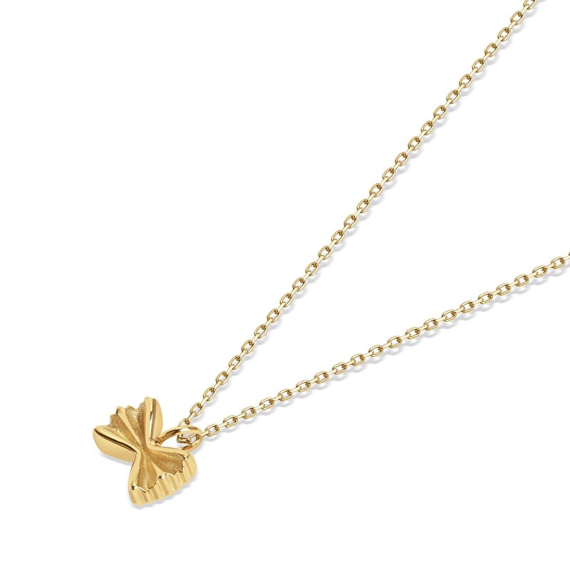 14 Ayar Sarı Altın Minimal Fiyonk Kolye