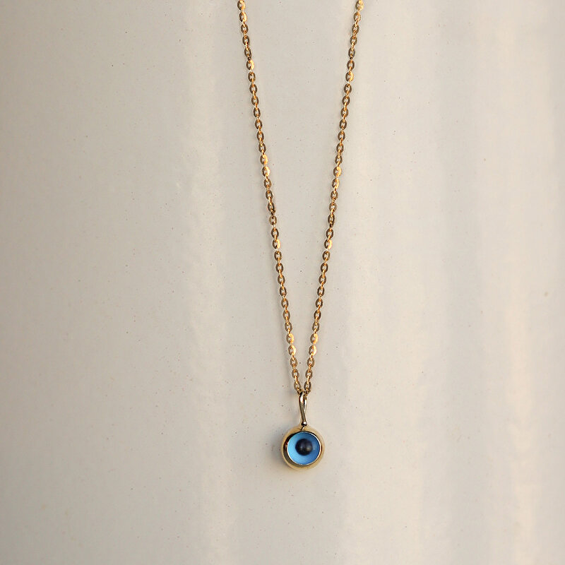 14 Ayar Sarı Altın Göz Figürlü Kolye