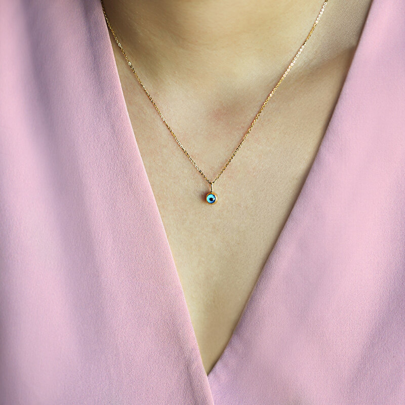 14 Ayar Sarı Altın Göz Figürlü Kolye