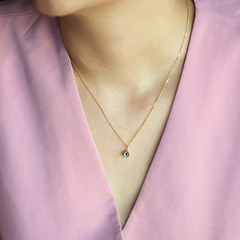 14 Ayar Sarı Altın Göz Figürlü Kolye