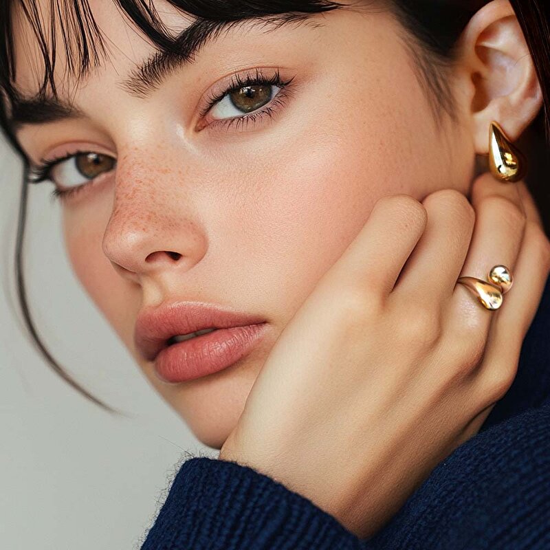 14 Ayar Sarı Altın Gözyaşı Damlası Küpe