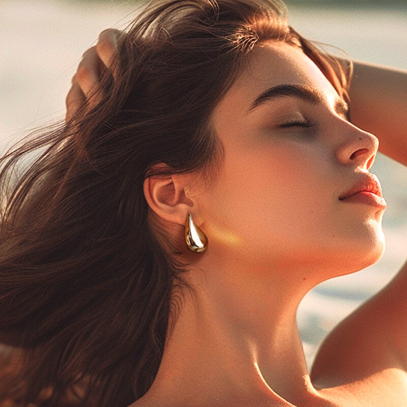 14 Ayar Sarı Altın Gözyaşı Damlası Küpe