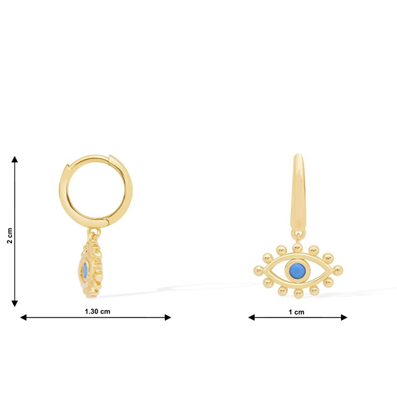 14 Ayar Sarı Altın Sallantılı Taşlı Küpe