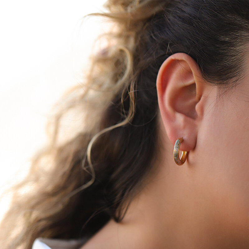 14 Ayar Sarı Altın Halka Küpe