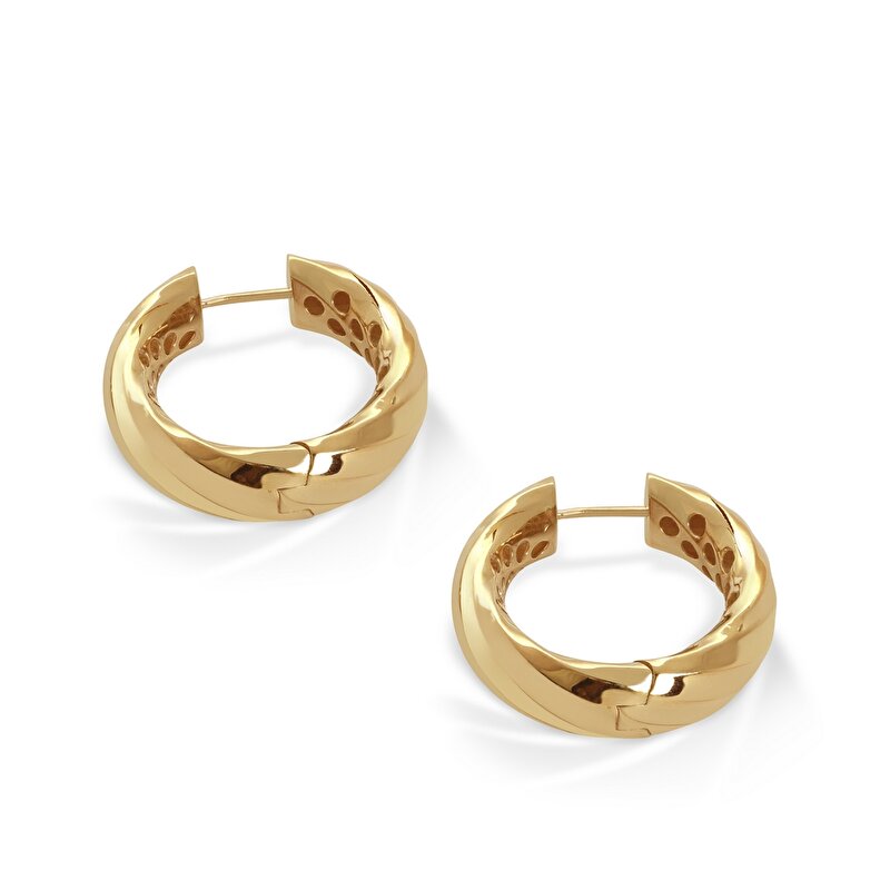 14 Ayar Sarı Altın Halka Küpe