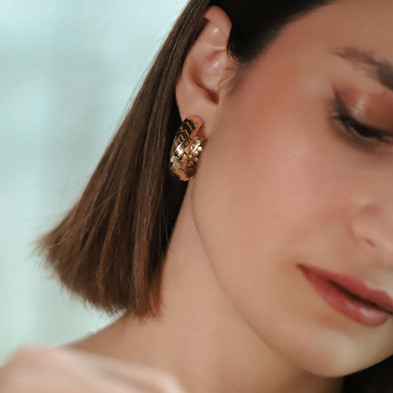 14 Ayar Sarı Altın Halka Küpe