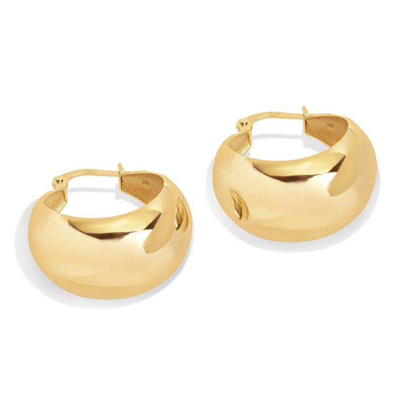 14 Ayar Sarı Altın Halka Küpe