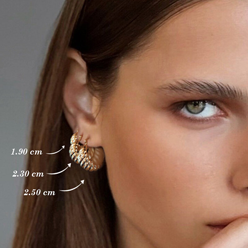 14 Ayar Sarı Altın Burgu Halka Küpe