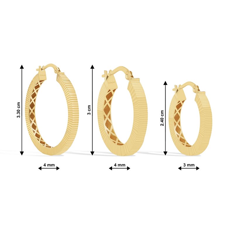 14 Ayar Sarı Altın Halka Küpe