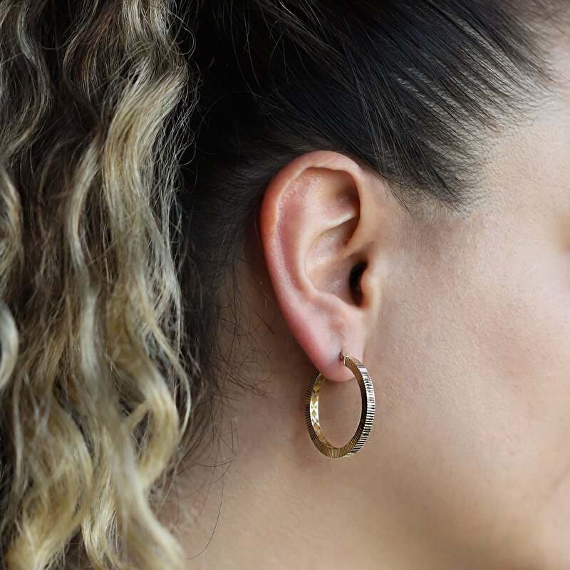 14 Ayar Sarı Altın Halka Küpe