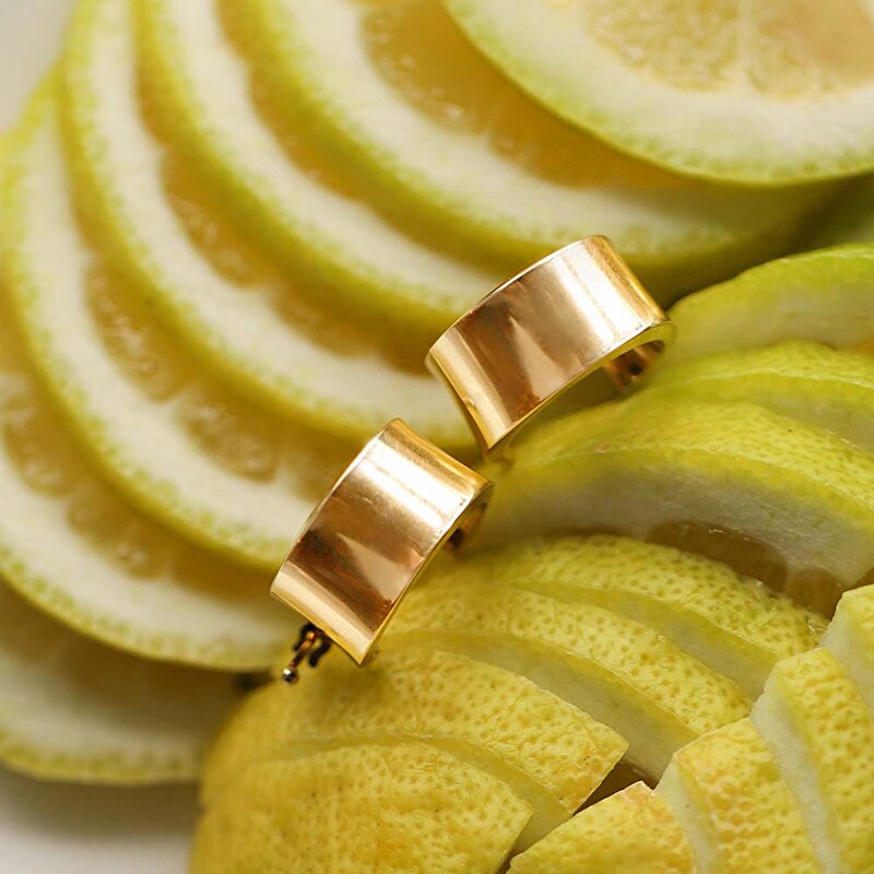 14 Ayar Sarı Altın Bombe Halka Küpe