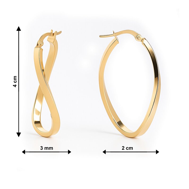 14 Ayar Sarı Altın Dalga Halka Küpe