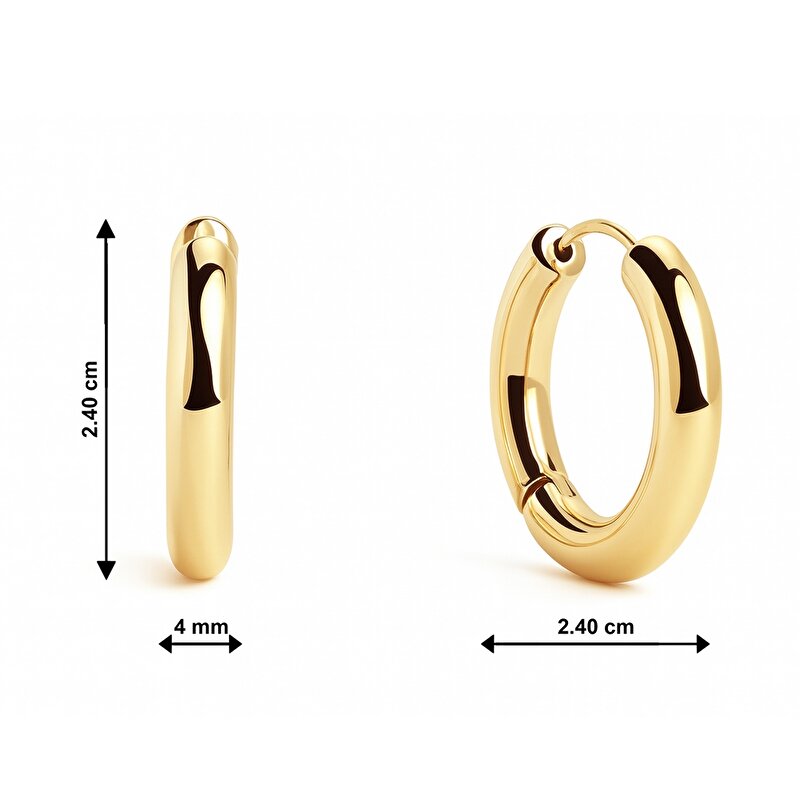 14 Ayar Sarı Altın Halka Küpe