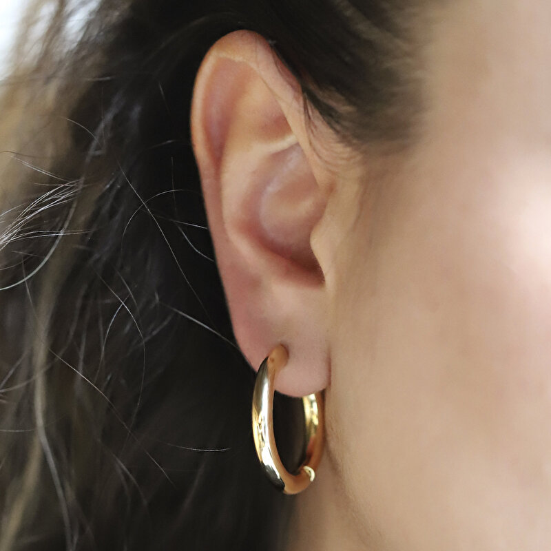 14 Ayar Sarı Altın Halka Küpe