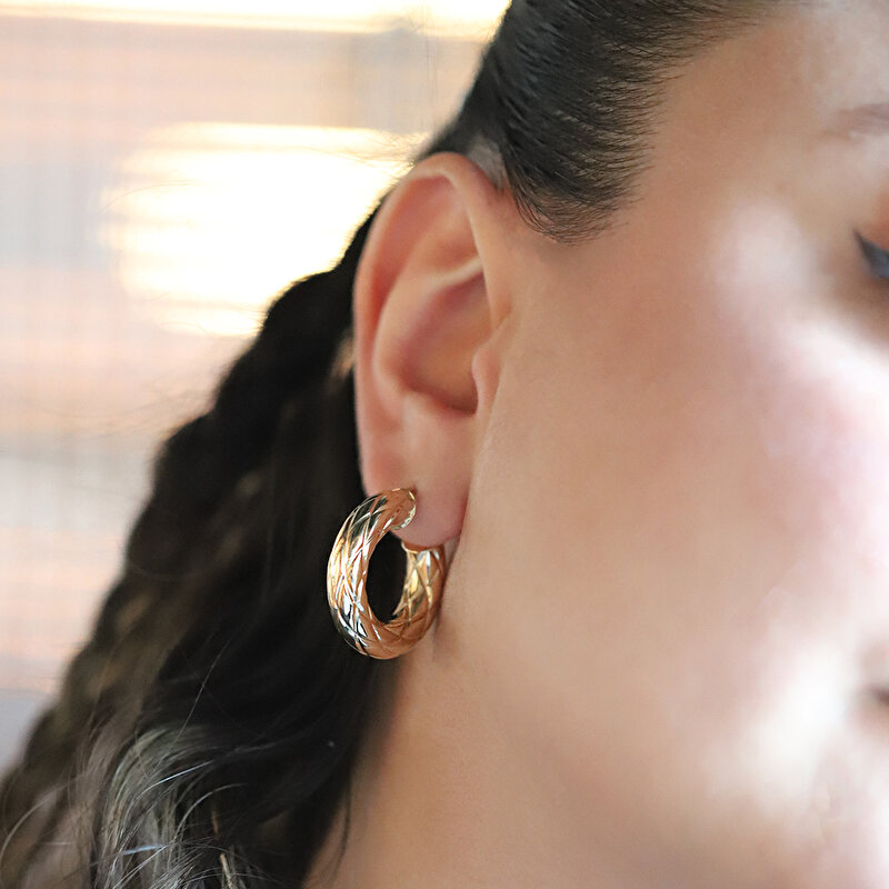 14 Ayar Sarı Altın Halka Küpe